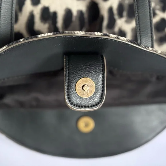 Animal Printed Textured Corduroy Oversized Half Moon Rounded Satchel Crossbody - Picture 10 of 13